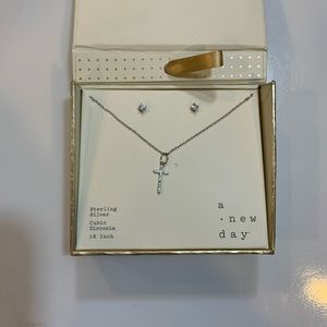 cross necklace and earrings